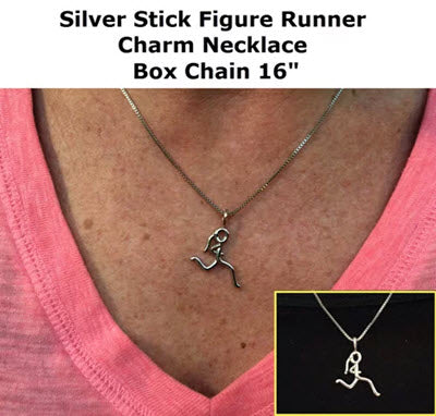 Silver Stick Figure Runner Necklace