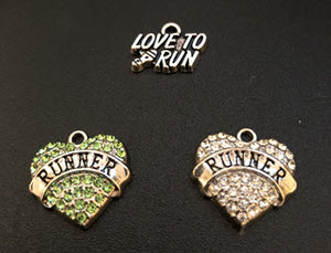 (3) Runner Charms (White & Green & Love to Run)